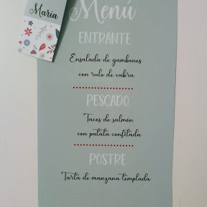 Minuta boda personalizada