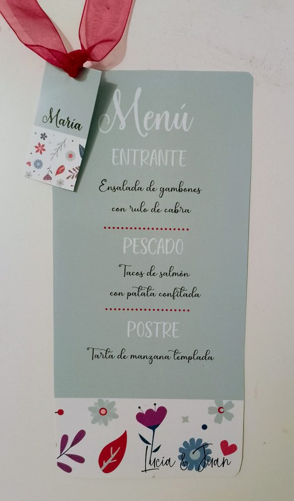 Minuta boda personalizada