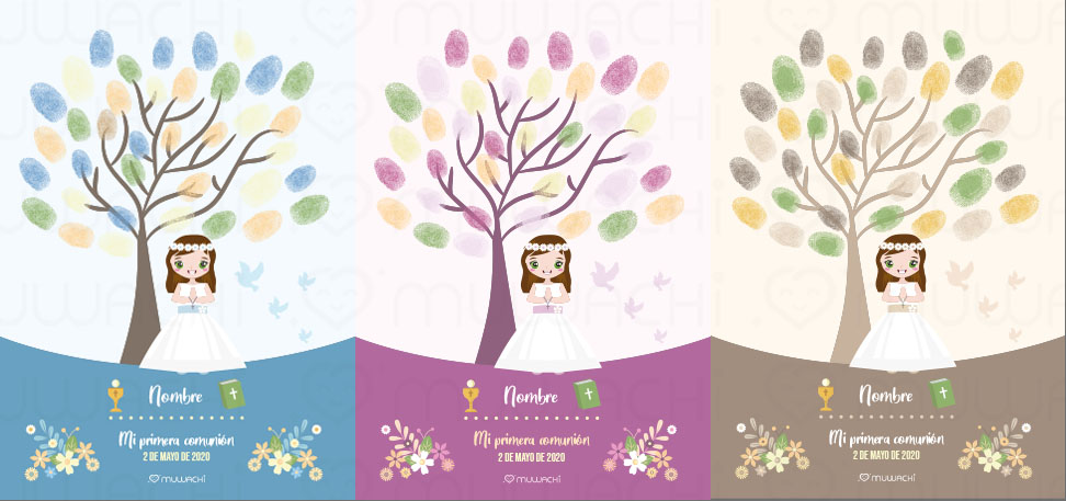 Gama de colores láminas de comunión para niña