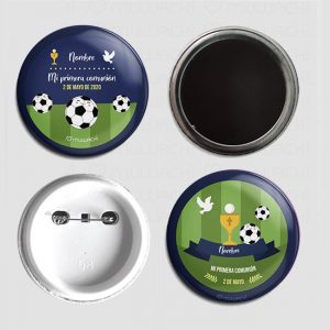 Chapa de comunión personalizada de Fútbol estándar en dos modelos