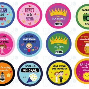 Pack 50 chapas personalizadas - Boda