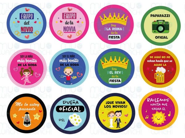 Pack 50 chapas personalizadas - Boda