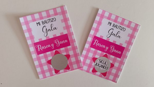 Tarjetas Rasca Vichy rosa