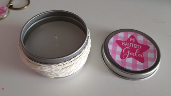 Vela personalizada Vichy rosa