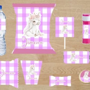 Kit papeleria Mesa Dulce Unicornio personalizado