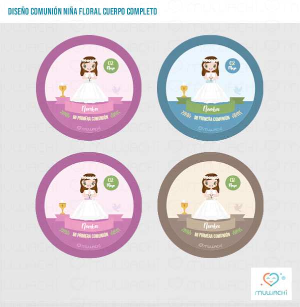 Etiquetas personalizadas para comunión niña