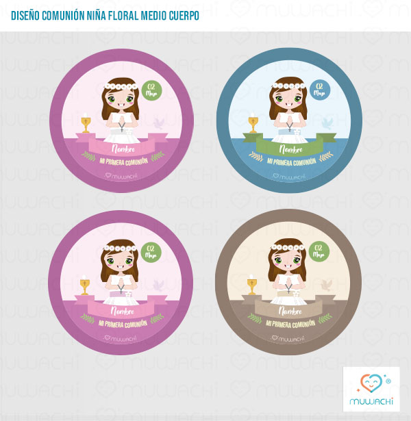 Etiquetas personalizadas para comunión niña
