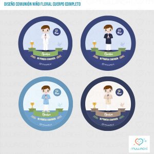 Etiquetas personalizadas para comunión niño