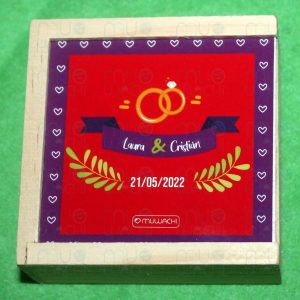 3 en raya de madera personalizado - Modelo Anillos Boda