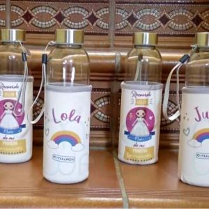 Botella de cristal con funda de neopreno personalizada - Comunión