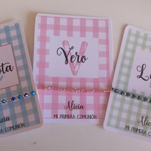 Pulseras personalizadas con tarjetón incluido