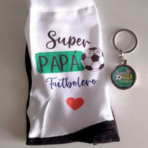 Pack Llavero y Calcetines "Super Papá Futbolero"