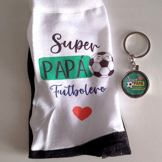 Pack Llavero y Calcetines "Super Papá Futbolero"
