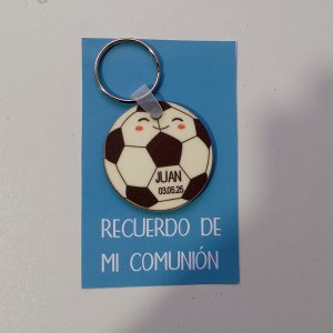 Llavero balón de fútbol como recuerdo mi primera comunión