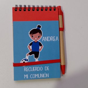 Libreta fútbol personalizada comunión