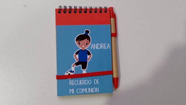 Libreta fútbol personalizada comunión