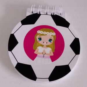 Libreta fútbol comunión niña