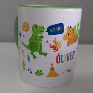 Taza personalizada con nombre de dinosaurios