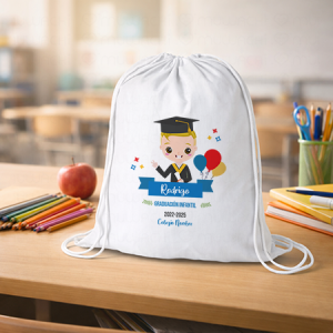 Mochila personalizada de graduación con nombre y avatar personalizado