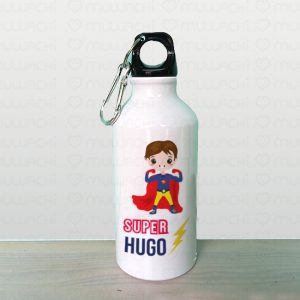 Botella personalizada con nombre de superhéroes