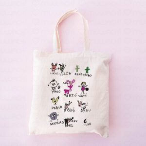 Bolsa profesores personalizada con dibujos de alumnos