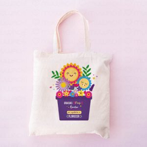 Bolsa personalizada profes gracias por ayudarnos a florecer