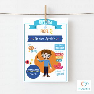 Diploma profesor de agradecimiento personalizado