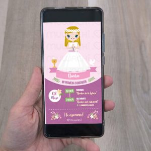 Invitación Primera comunión digital personalizada niña