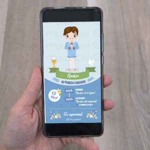 Invitación Primera comunión digital personalizada niño