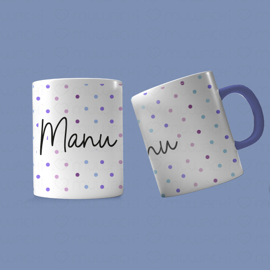 Taza personalizada inicial y nombre Puntitos