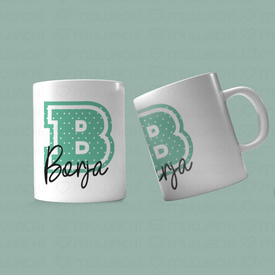 Taza personalizada inicial y nombre Puntitos