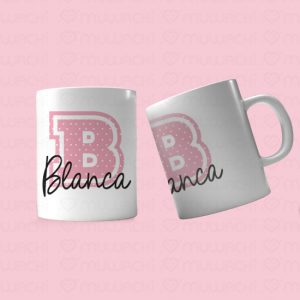 Taza personalizada inicial y nombre Puntitos