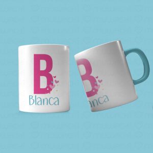 Taza personalizada inicial y nombre Corazones