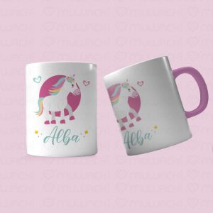 Taza personalizada con nombre unicornio