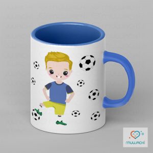 Taza fútbol personalizada niños inicial y nombre