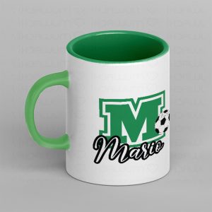 Taza fútbol personalizada inicial y nombre