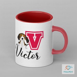 Taza personalizada perro con inicial y nombre