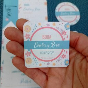 Etiquetas boda personalizadas Flores