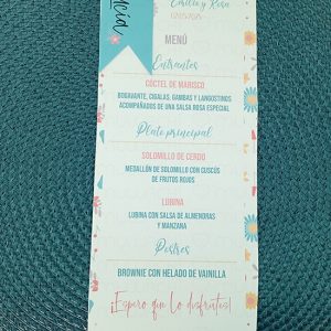 Minuta de Boda personalizada Flores