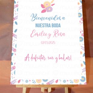 Cartel de bienvenida Boda personalizado Flores