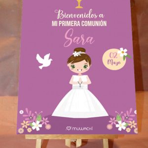 Cartel de bienvenida Comunión personalizado