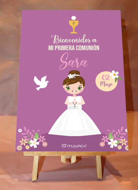 Cartel de bienvenida Comunión personalizado