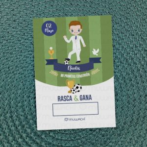 Tarjetas Rasca y gana comunión personalizadas niño 