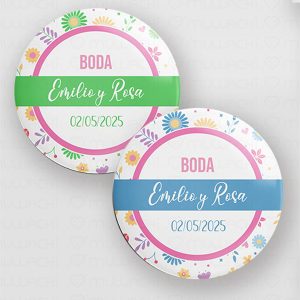 Chapas boda personalizadas Flores