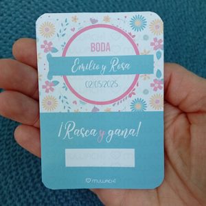 Tarjetas Rasca y gana boda personalizadas Flores