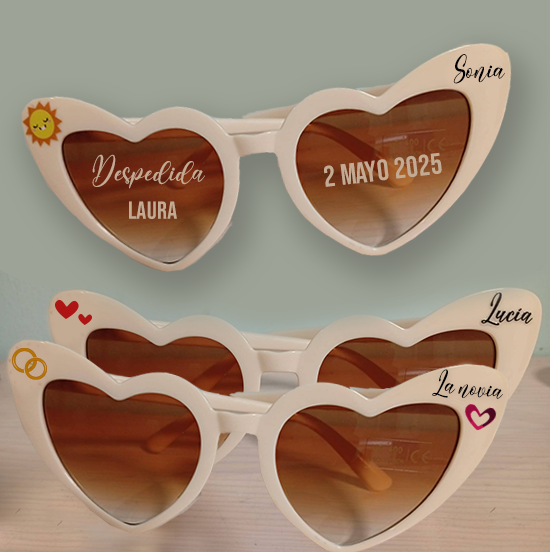 gafas corazón personalizadas para despedida de soltera