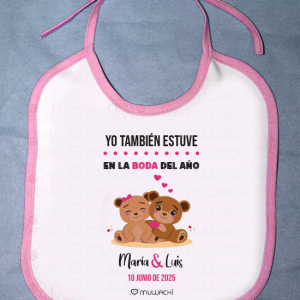 Babero Personalizado para boda con Ositos Enamorados