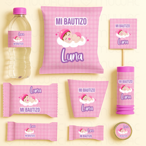 kit de papelería mesa dulce bautizo personalizado bebé