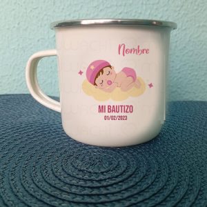 Taza Metálica Bautizo Personalizada Bebé